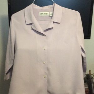 Orvis Women Silk Lilac 3/4 Sleeve Shirt Size L